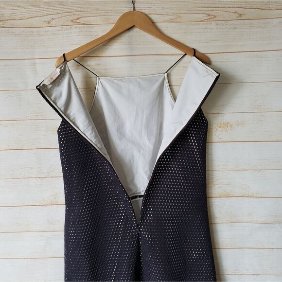 Tory Burch Runway Strappy Eyelet Shift Dress Summer Women's Size 8 Brown Blue - Picture 7 of 14